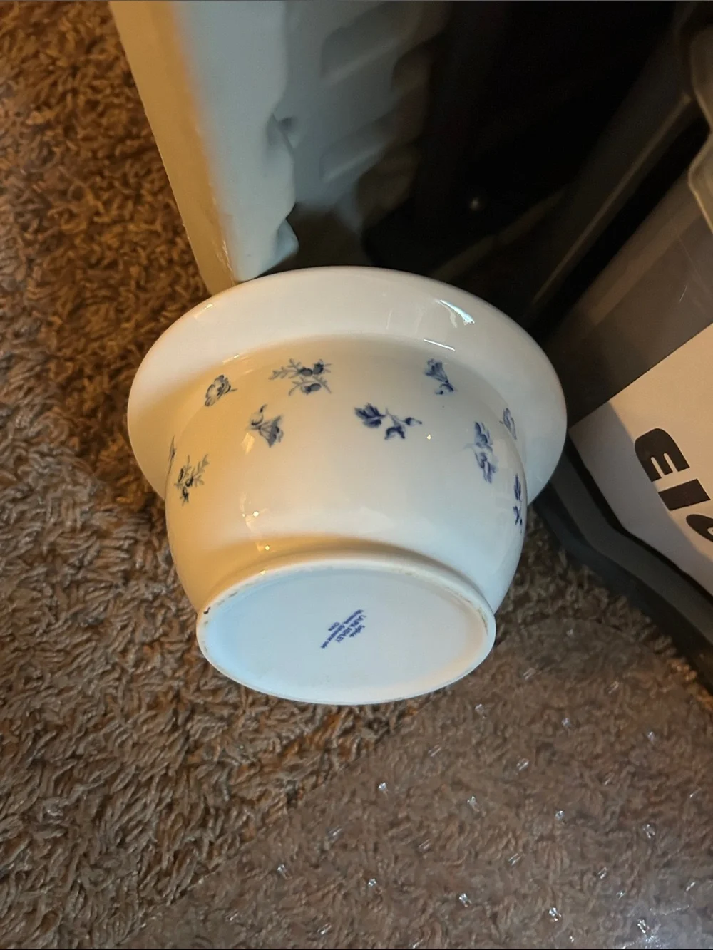 Laura Ashley White Ceramic Bowl with Blue Floral Border